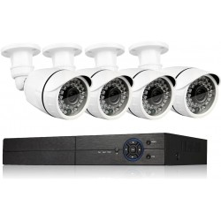 Eversecu 4 Channel Security Camera System 1080P DVR and (4) 1.0MP 720P Weatherproof Cameras Support Night Vison Weatherproof, Motion Alert, Smartphone, PC Easy Remote Access (NO HDD Included)