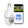 EVERSECU 2K HD Light-Bulb Security Camera, Wireless 2.4G&5Ghz Wifi, Indoor&Outdoor, Onvif-conformant, RTSP Stream, Work With Alexa, 360° View, Auto Tracking, 2 Way Audio, Motion Detection, Remote View