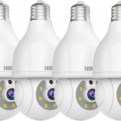 2K HD Light-Bulb Security Camera, Wireless 2.4G&5Ghz Wifi, Work With NVR & 3rd Party Software, RTSP Stream, Work With Alexa, 360° View, Auto Tracking, 2 Way Audio, Motion Detection, Remote View(4pack)