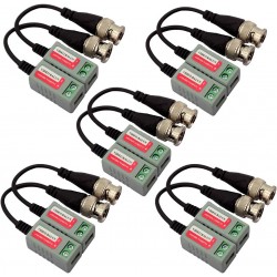 5 Pack (10 Pcs) Mini CCTV BNC Video Balun Transceiver With Pigtail, Video Passive Balun for HD-TVI/CVI/AHD/Analog/960H Camera