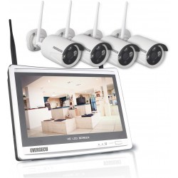 [8CH Expandable] 2K 3MP Home Security Cameras System with 12 Inch Monitor & NVR Combo Surveillance Kits, 8 Channel Cameras CCTV System with 4Pcs Wireless Video 3.0MP IP Cameras,Free APP(No HDD)